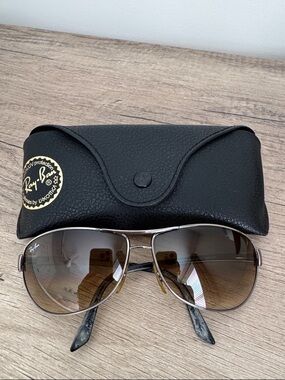 Ray-Ban Silver Frame Sunglasses with Polarized Brown Gradient Lenses
